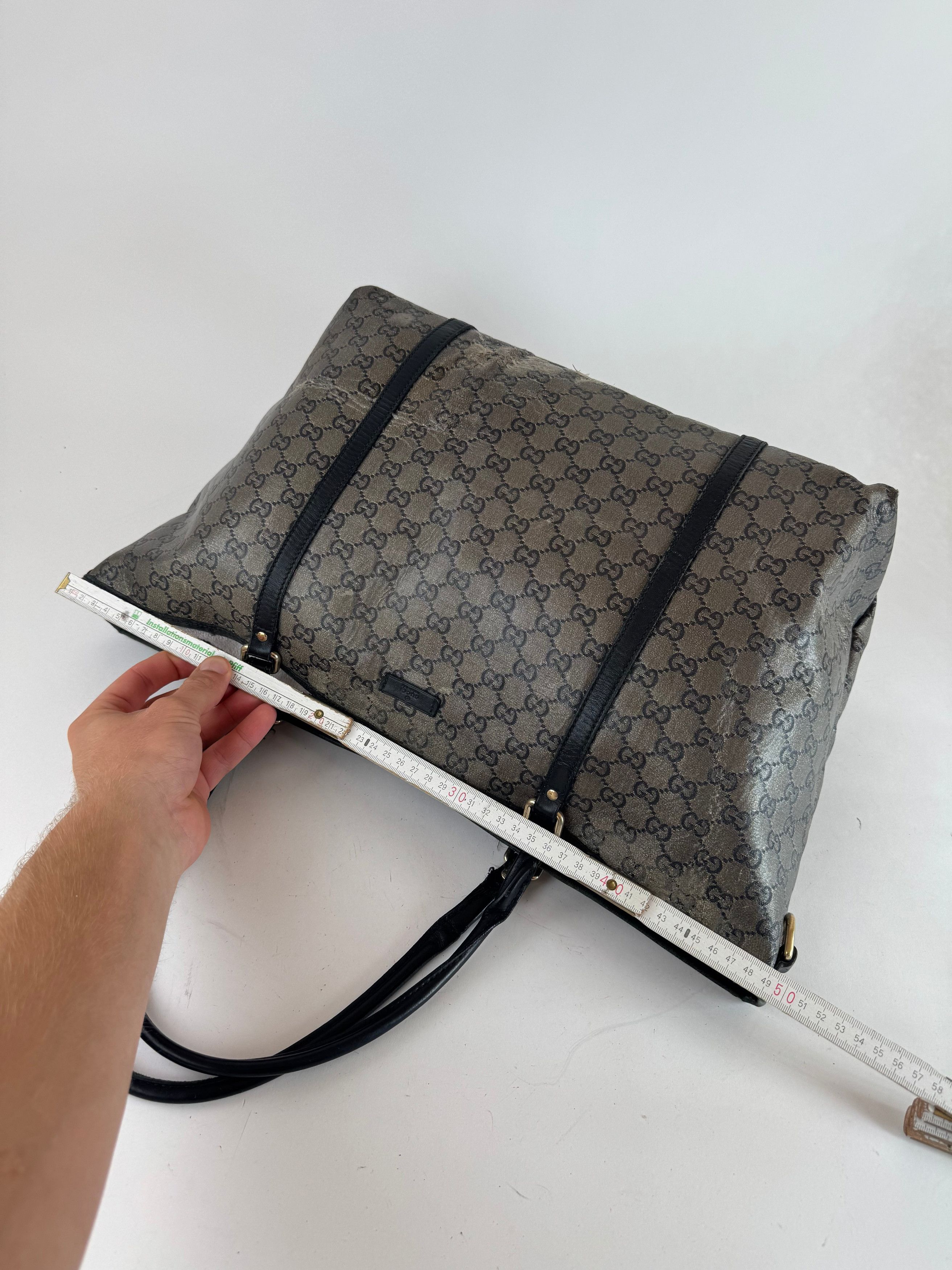 Gucci Vintage Monogram Leather Tote Bag Black Grey Size ONE SIZE - 10 Thumbnail
