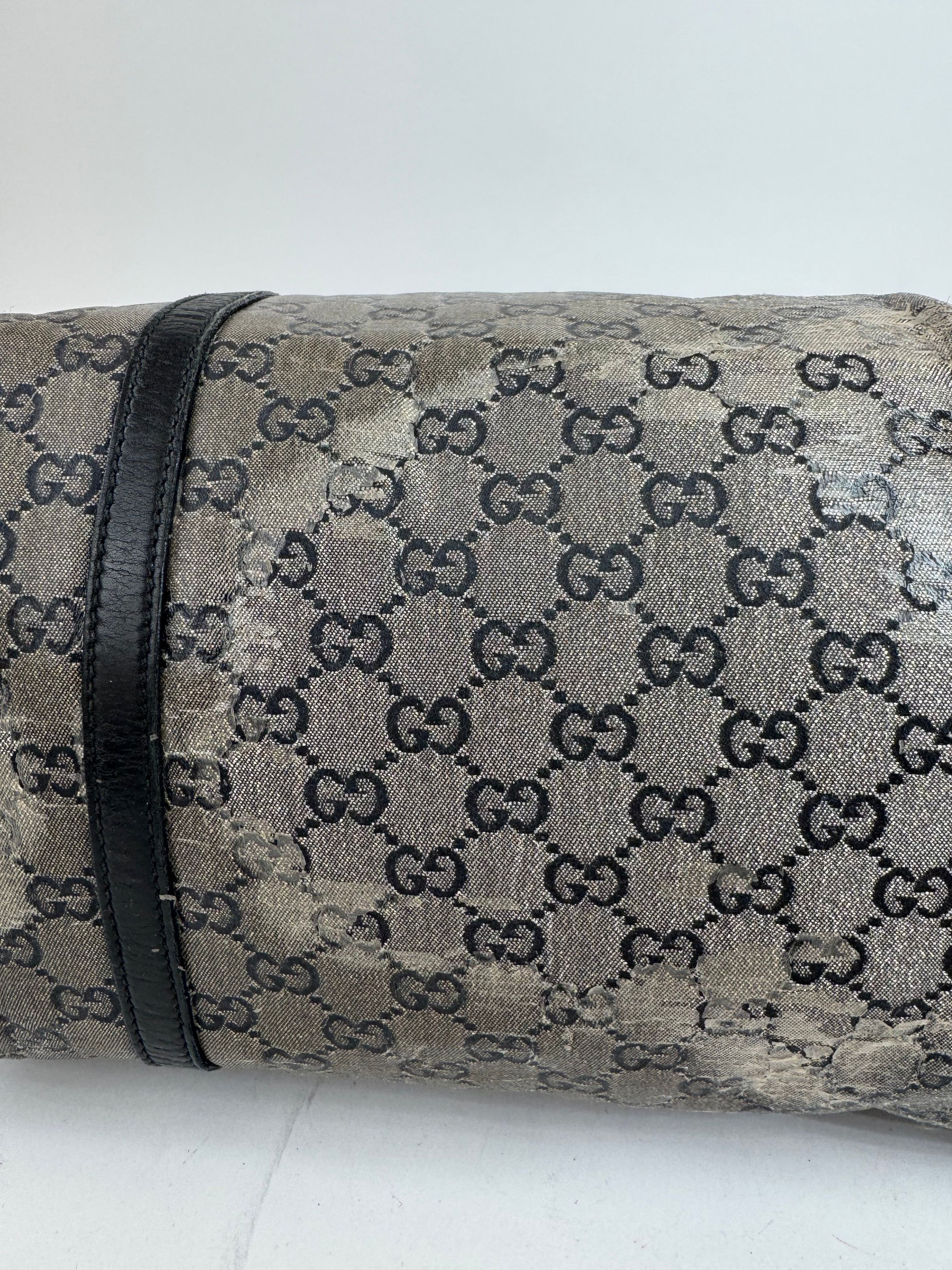 Gucci Vintage Monogram Leather Tote Bag Black Grey Size ONE SIZE - 13 Thumbnail