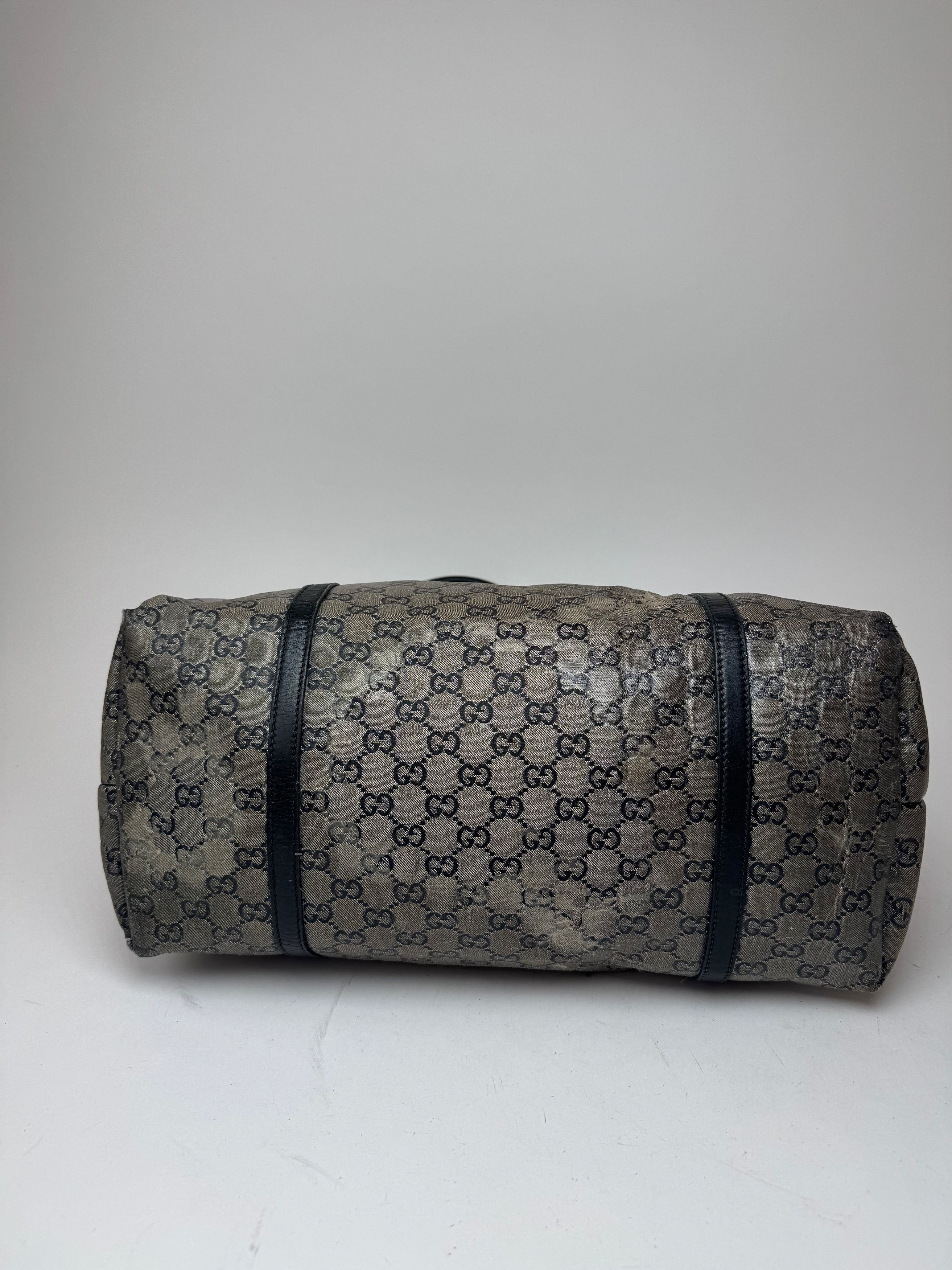 Gucci Vintage Monogram Leather Tote Bag Black Grey Size ONE SIZE - 12 Thumbnail