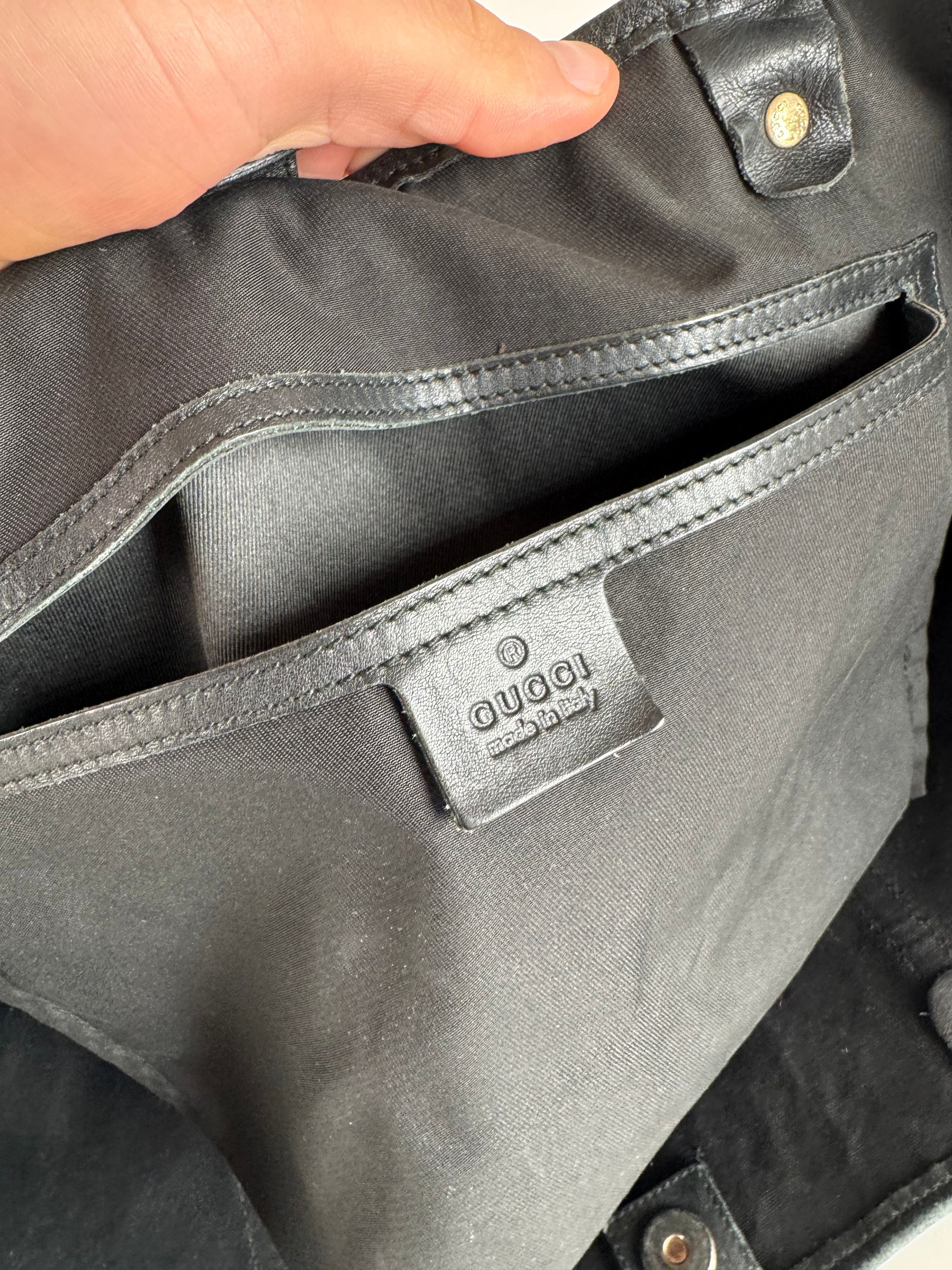 Gucci Vintage Monogram Leather Tote Bag Black Grey Size ONE SIZE - 4 Thumbnail