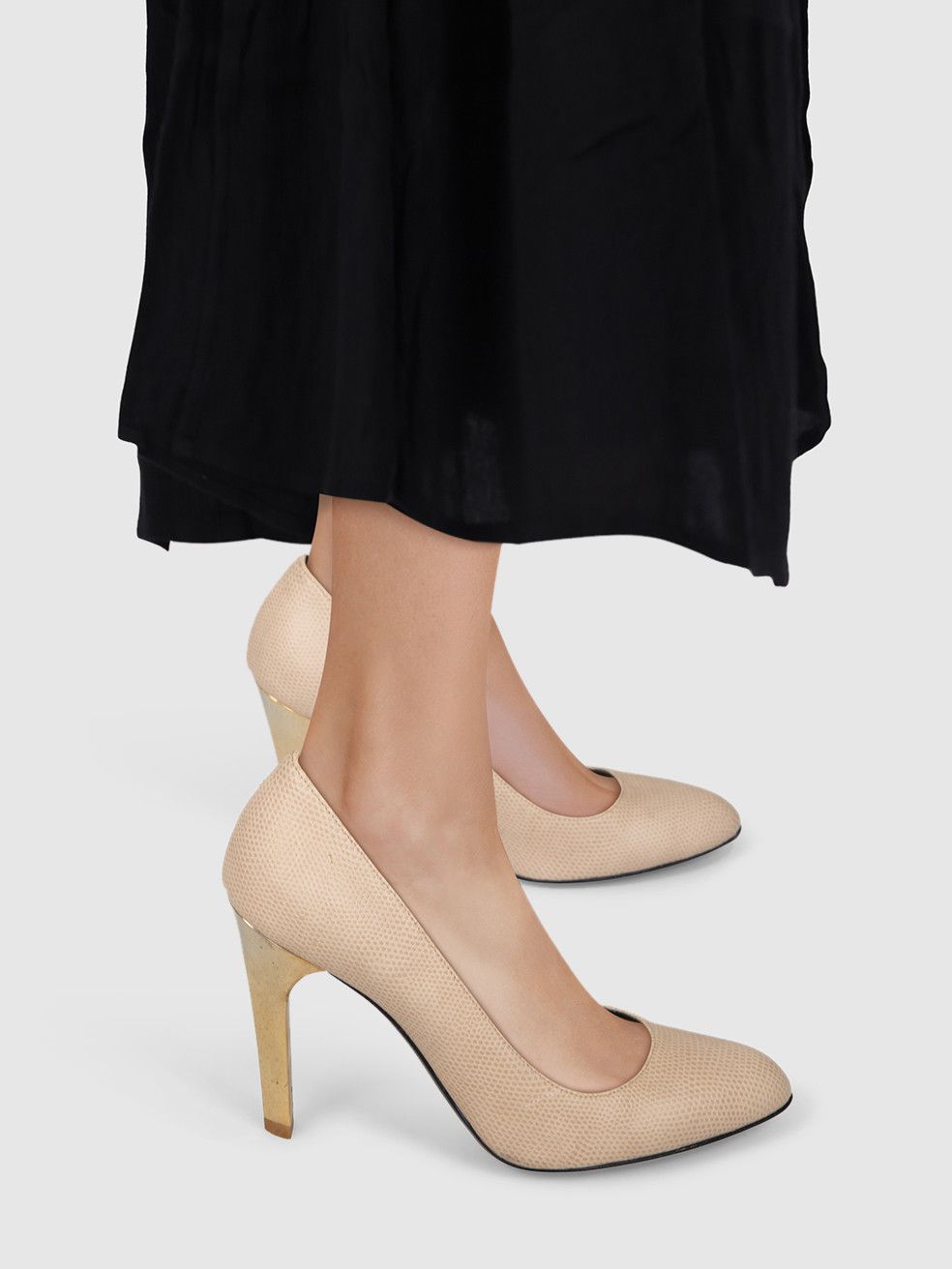 Stella McCartney Beige Vegan Leather Lizard Pumps Size US 7.5 / IT 37.5 - 2 Thumbnail
