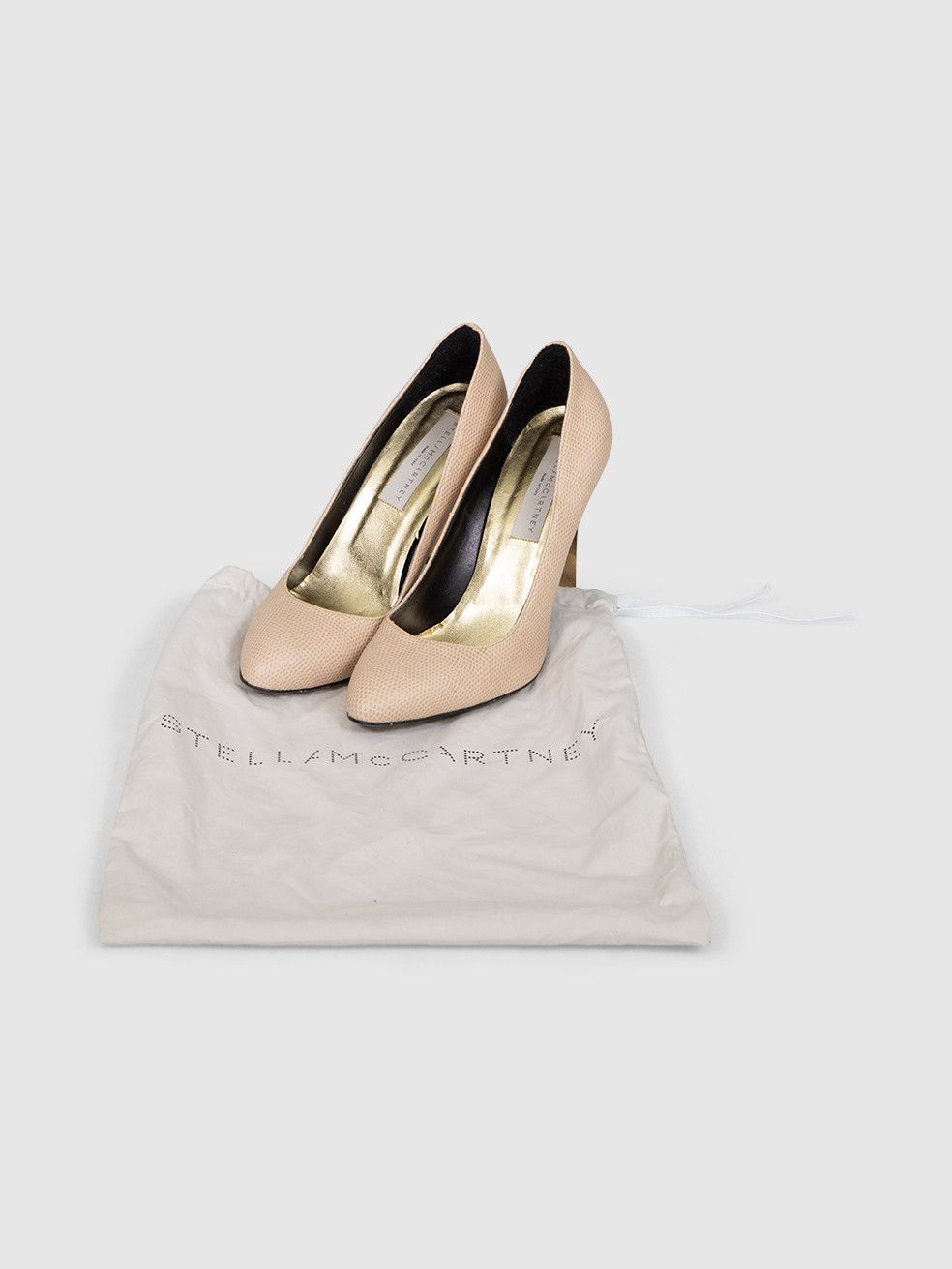 Stella McCartney Beige Vegan Leather Lizard Pumps Size US 7.5 / IT 37.5 - 3 Thumbnail