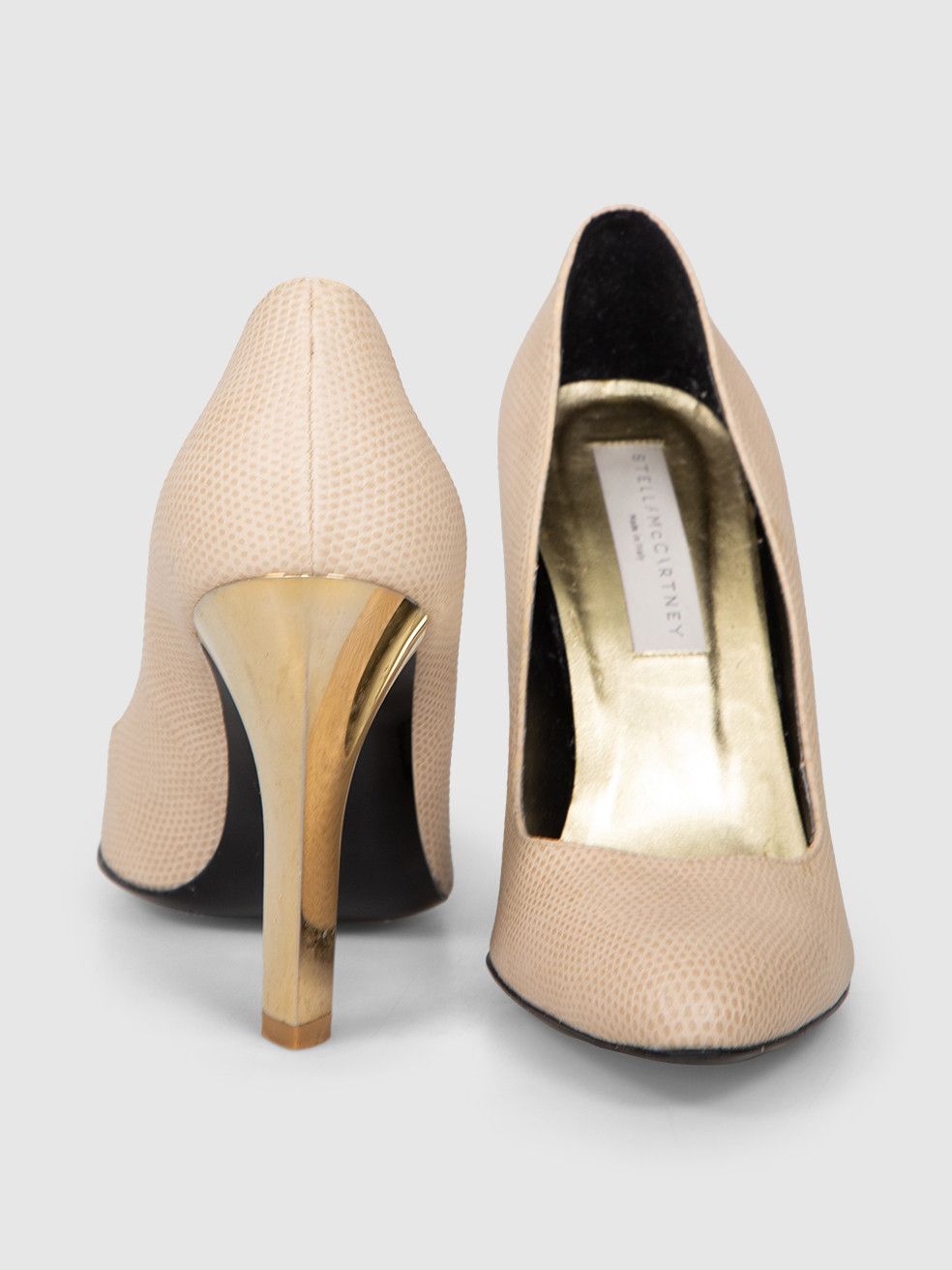 Stella McCartney Beige Vegan Leather Lizard Pumps Size US 7.5 / IT 37.5 - 4 Thumbnail