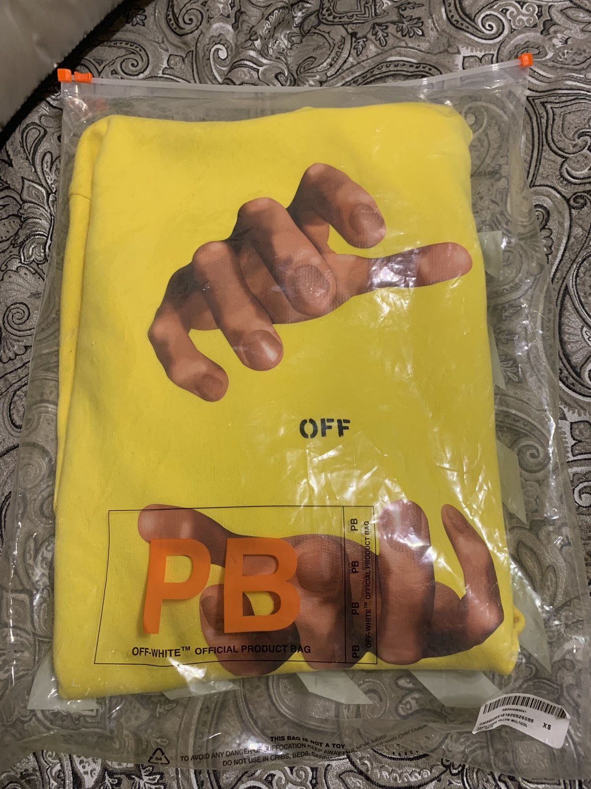 Off White Off white hands hoodie yellow Grailed