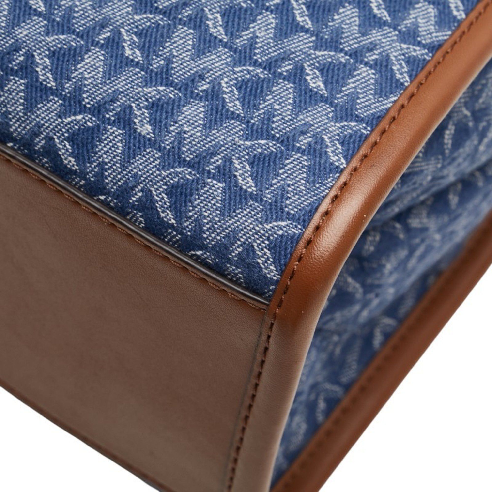 Michael Kors Michael Kors MK Signature Tote Bag/Shoulder Bag, 2-Way, Blue/Brown Canvas and Leather, Women's Size ONE SIZE - 6 Thumbnail