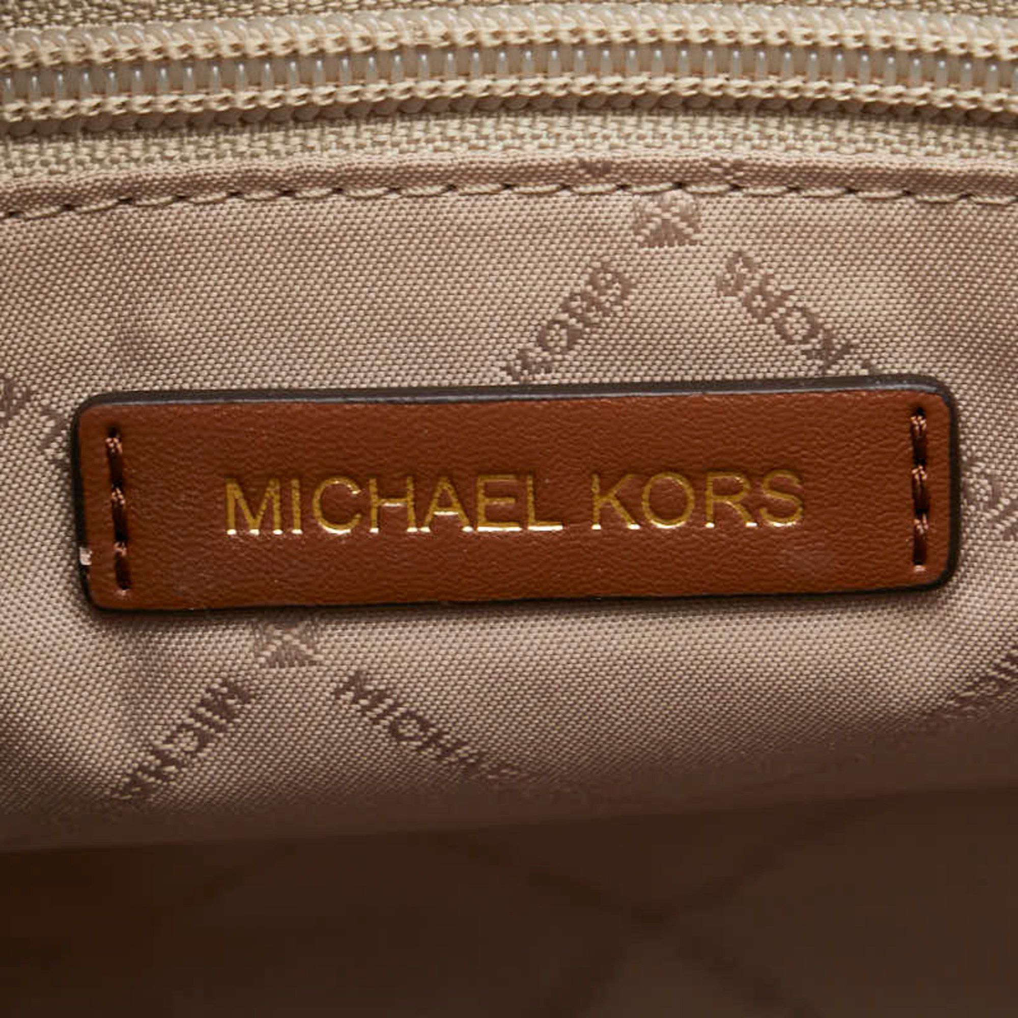 Michael Kors Michael Kors MK Signature Tote Bag/Shoulder Bag, 2-Way, Blue/Brown Canvas and Leather, Women's Size ONE SIZE - 10 Thumbnail