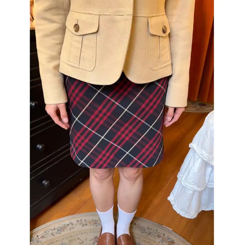 Burberry Burberry Red Cotton Plaid Women’s Skirt Size 27" / US 4 / IT 40 - 9 Thumbnail