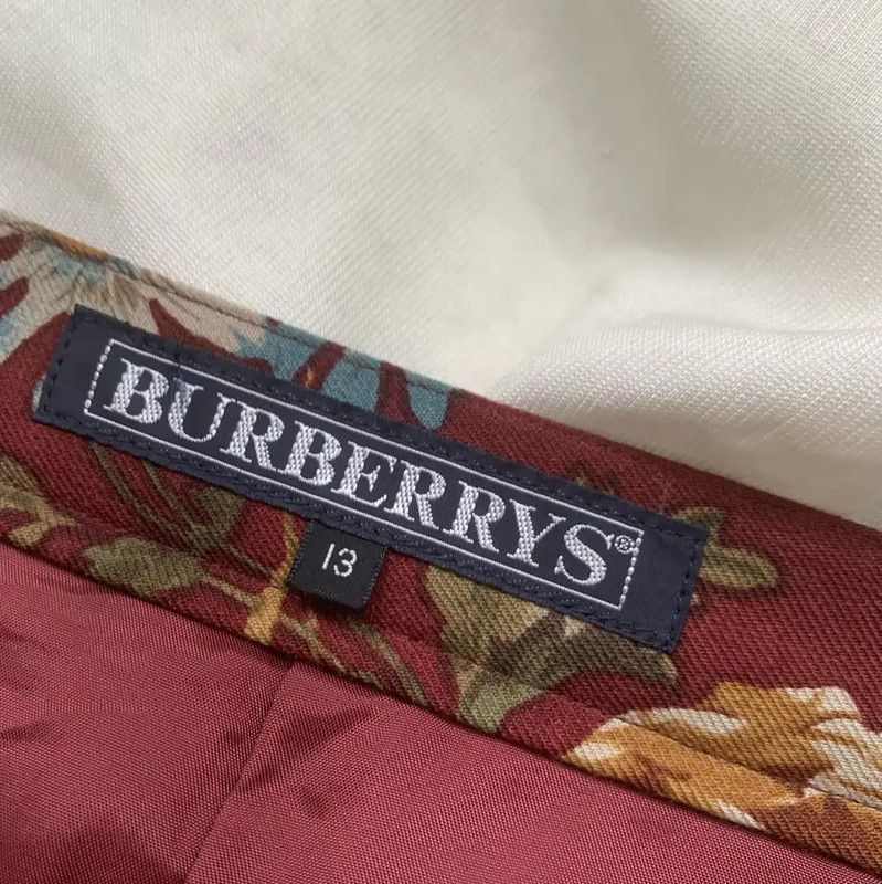 Burberry Burberry Red Floral Wool Skirt Size 23" - 3 Thumbnail