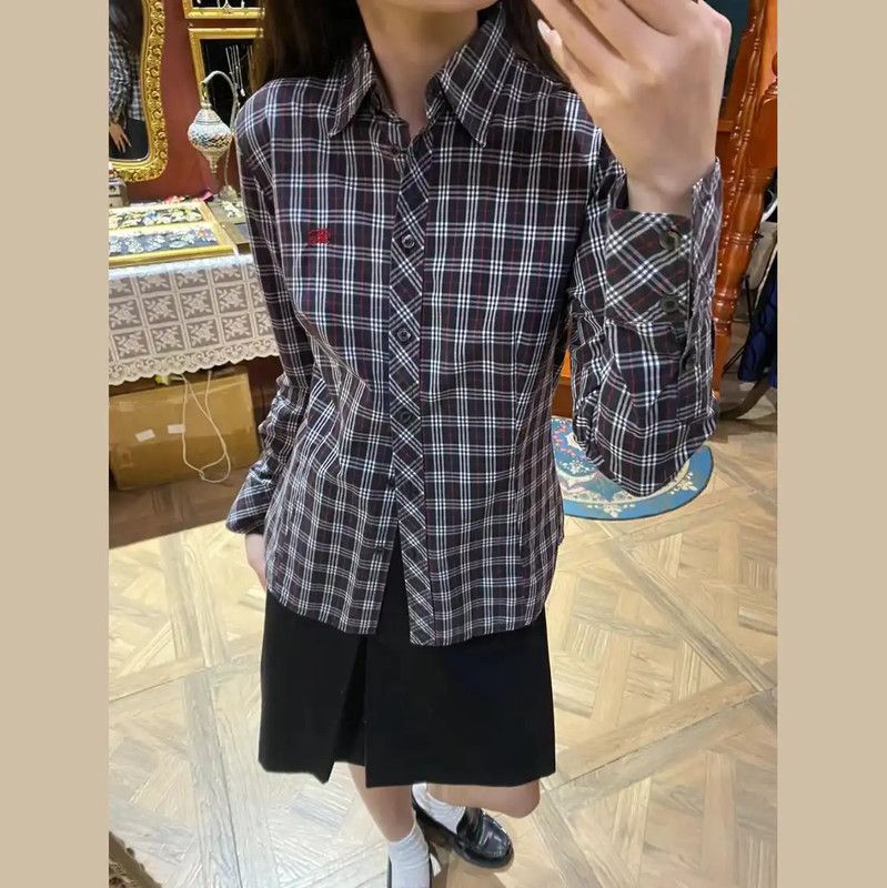 Burberry Burberry Black Check Long Sleeve Shirt for Women Size M / US 6-8 / IT 42-44 - 7 Thumbnail