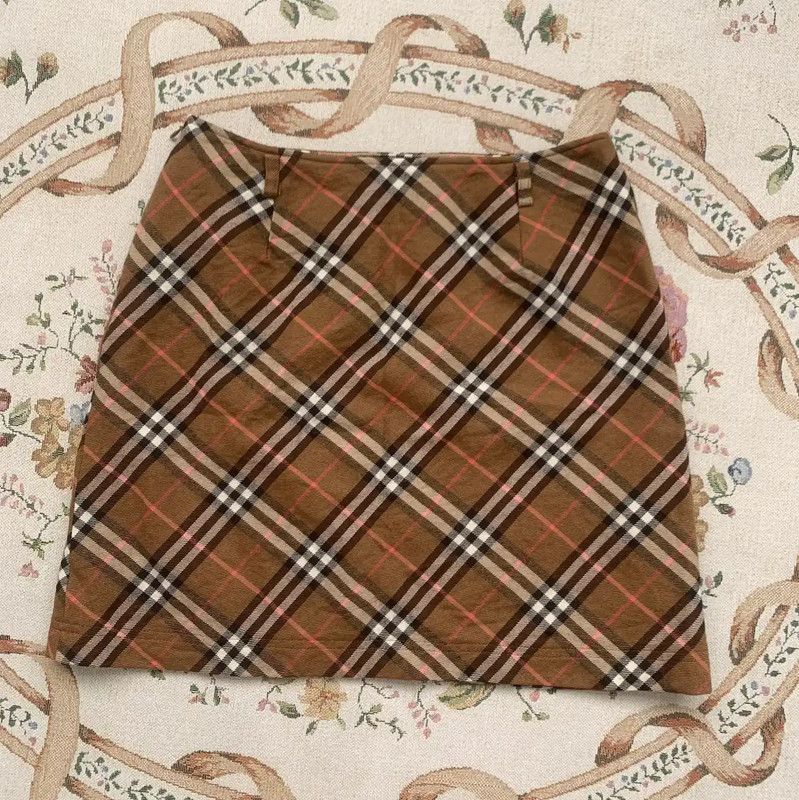 Burberry Burberry Khaki Plaid Wool Skirt for Women Size 23" - 4 Thumbnail