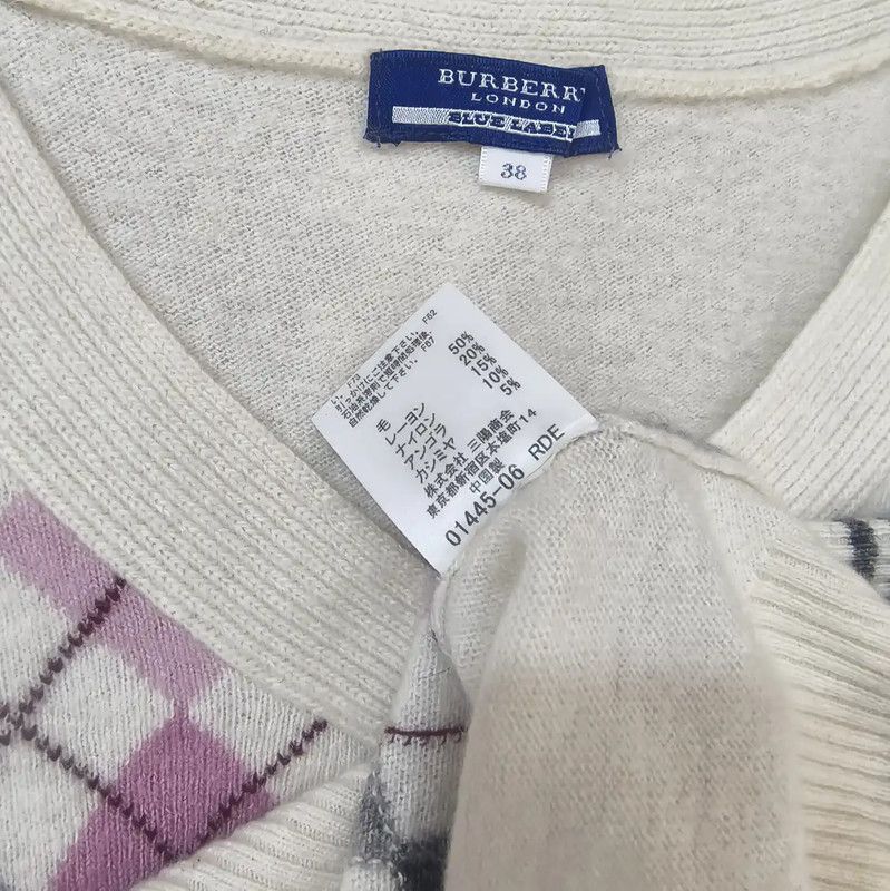 Burberry Burberry Cream Wool Blend Argyle Knit Sweater Size M / US 6-8 / IT 42-44 - 6 Thumbnail