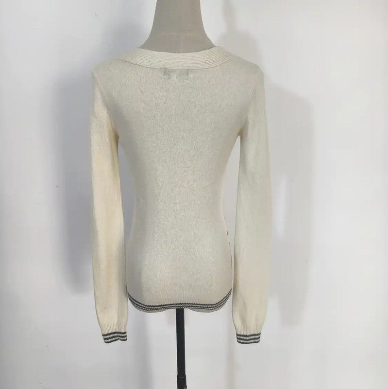 Burberry Burberry Cream Wool Blend Argyle Knit Sweater Size M / US 6-8 / IT 42-44 - 4 Thumbnail