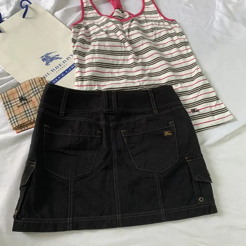 Burberry Burberry Black Cotton Fitted Mini Skirt Size 23" - 4 Thumbnail