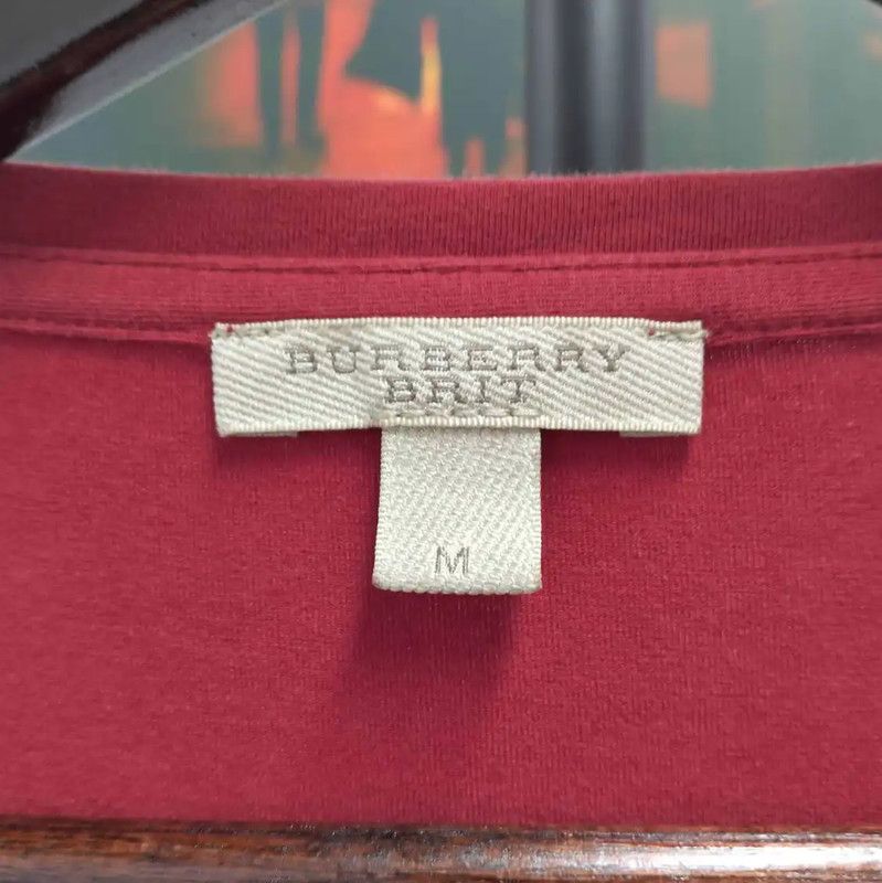 Burberry Burberry Wine Red Cotton Long Sleeve T-Shirt Size M / US 6-8 / IT 42-44 - 3 Thumbnail