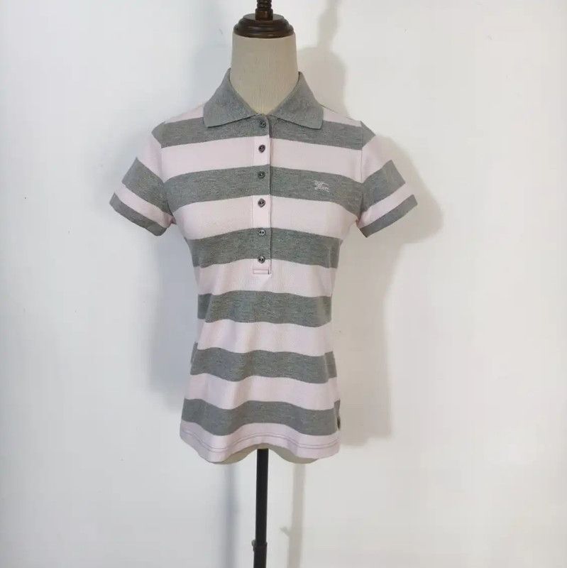 Burberry Burberry Pink Striped Cotton Polo T-Shirt Size M / US 6-8 / IT 42-44 - 4 Thumbnail