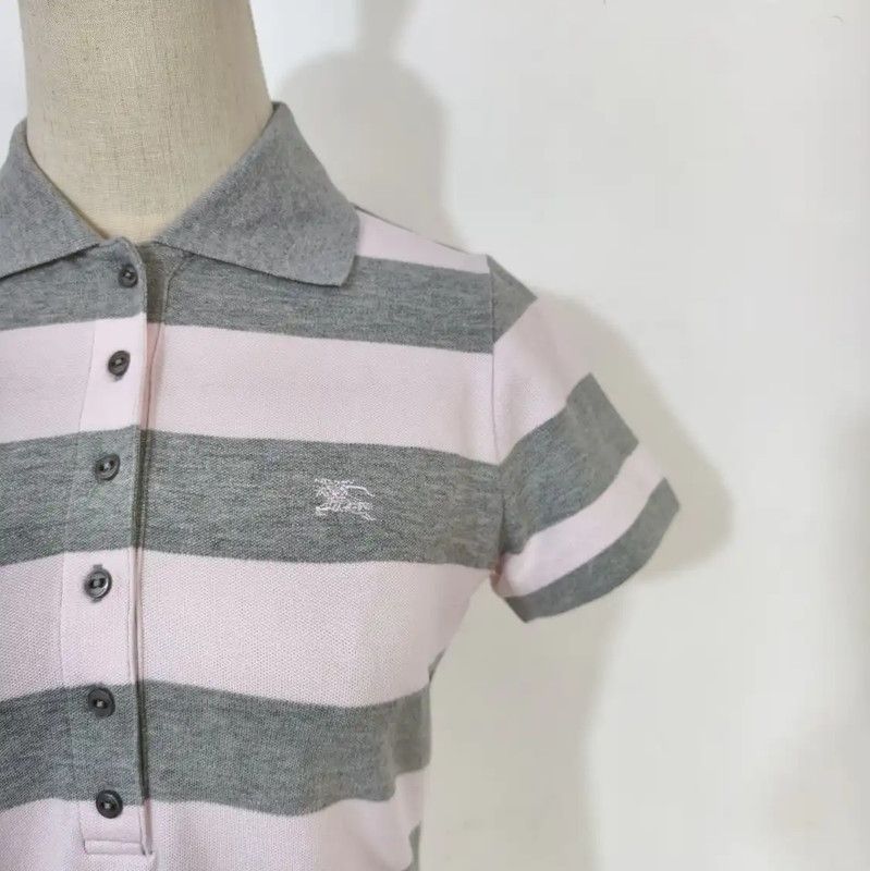 Burberry Burberry Pink Striped Cotton Polo T-Shirt Size M / US 6-8 / IT 42-44 - 5 Thumbnail
