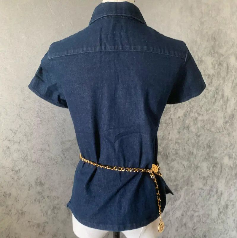 Burberry Burberry Blue Cotton Blend Short Sleeve Shirt Size S / US 4 / IT 40 - 5 Thumbnail