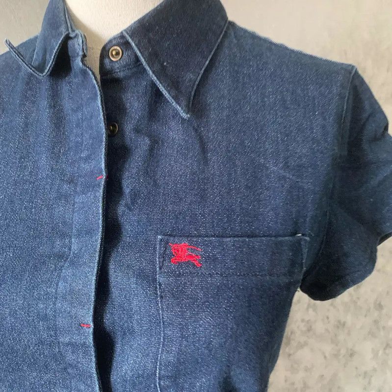 Burberry Burberry Blue Cotton Blend Short Sleeve Shirt Size S / US 4 / IT 40 - 3 Thumbnail
