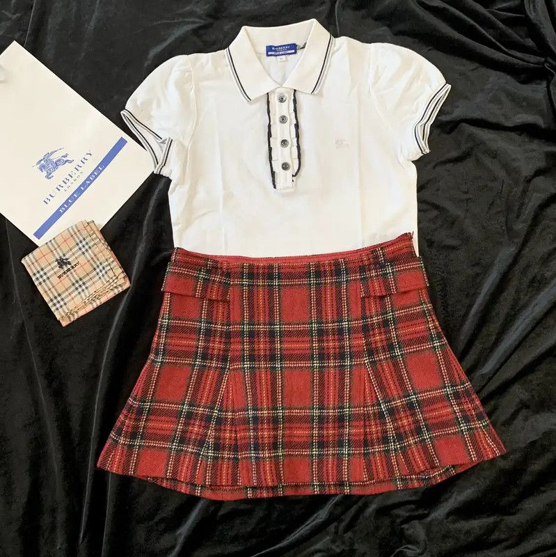 Burberry Burberry Red Wool Plaid Mini Skirt Size 28" / US 6 / IT 42 - 4 Thumbnail