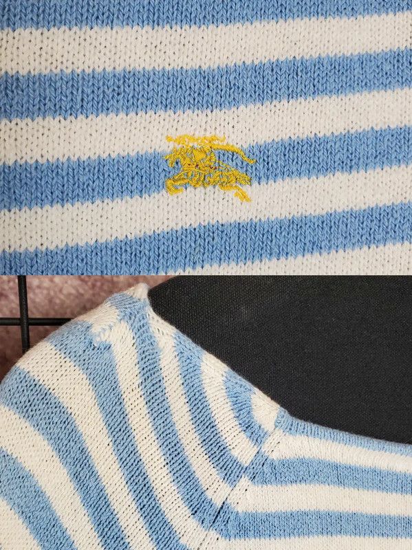 Burberry Burberry Light Blue Striped Cotton Knit Top Size S / US 4 / IT 40 - 5 Thumbnail