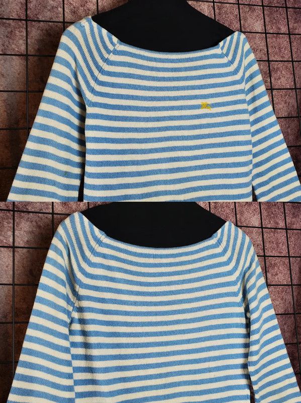 Burberry Burberry Light Blue Striped Cotton Knit Top Size S / US 4 / IT 40 - 4 Thumbnail