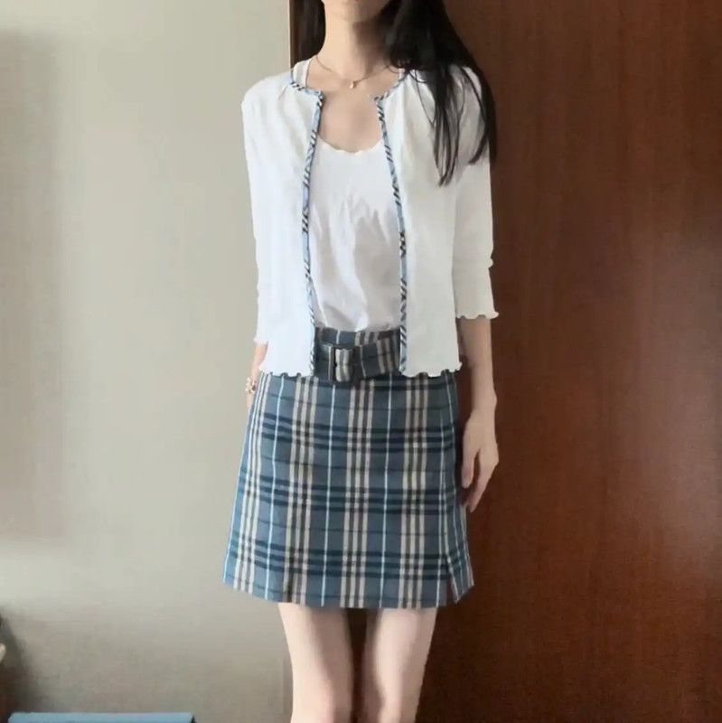 Burberry Burberry M Size Navy Plaid Skirt Size 27" / US 4 / IT 40 - 8 Thumbnail