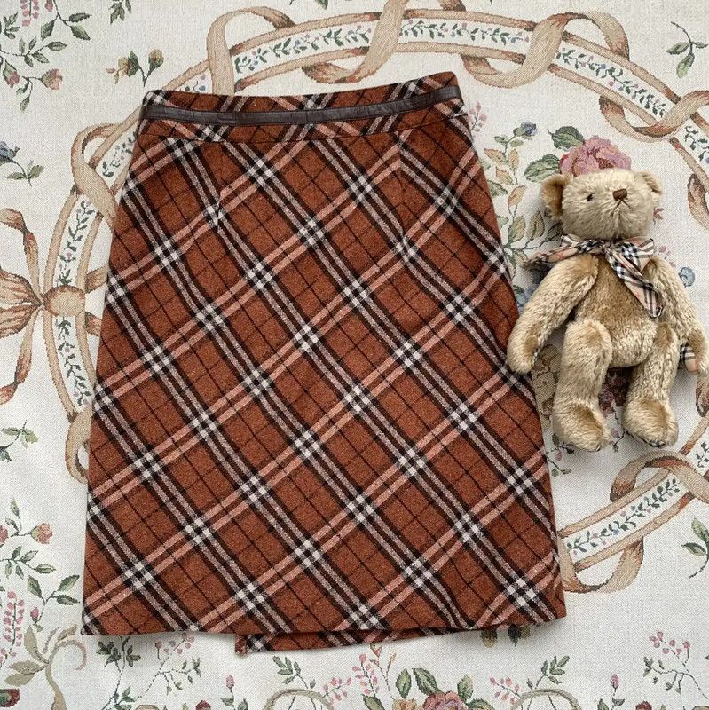 Burberry Burberry Brown Cotton Plaid Skirt Size 23" - 4 Thumbnail