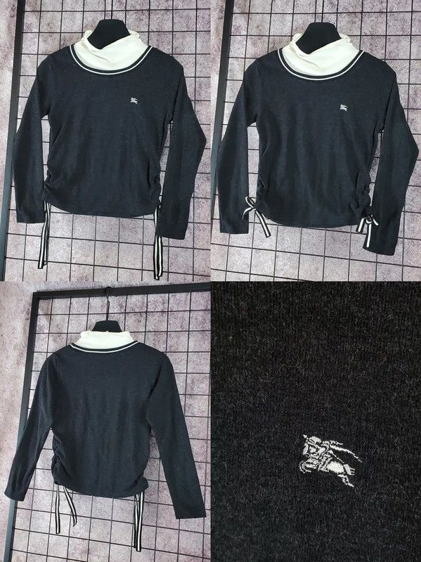 Burberry Burberry Black Gray Wool Blend Long Sleeve Sweater Size XS / US 0-2 / IT 36-38 - 2 Thumbnail