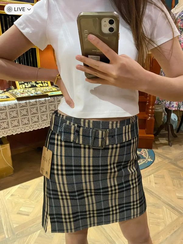 Burberry Burberry Blue Plaid Cotton Skirt for Women Size 36" / US 14 / IT 50 - 6 Thumbnail