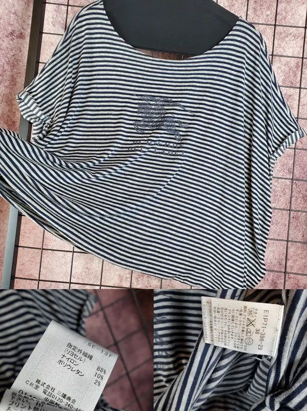 Burberry Burberry Summer Blue Striped T-Shirt Size M / US 6-8 / IT 42-44 - 2 Thumbnail