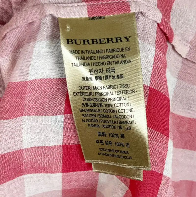 Burberry Burberry Pink Check Cotton Shirt for Women Size M / US 6-8 / IT 42-44 - 6 Thumbnail