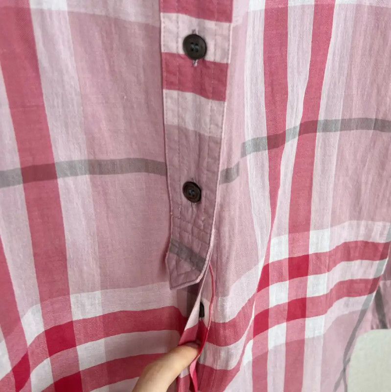 Burberry Burberry Pink Check Cotton Shirt for Women Size M / US 6-8 / IT 42-44 - 4 Thumbnail