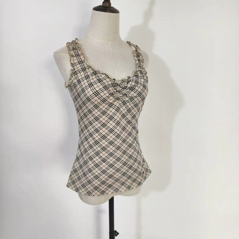 Burberry Burberry Summer Khaki Check Cotton Top Size M / US 6-8 / IT 42-44 - 4 Thumbnail