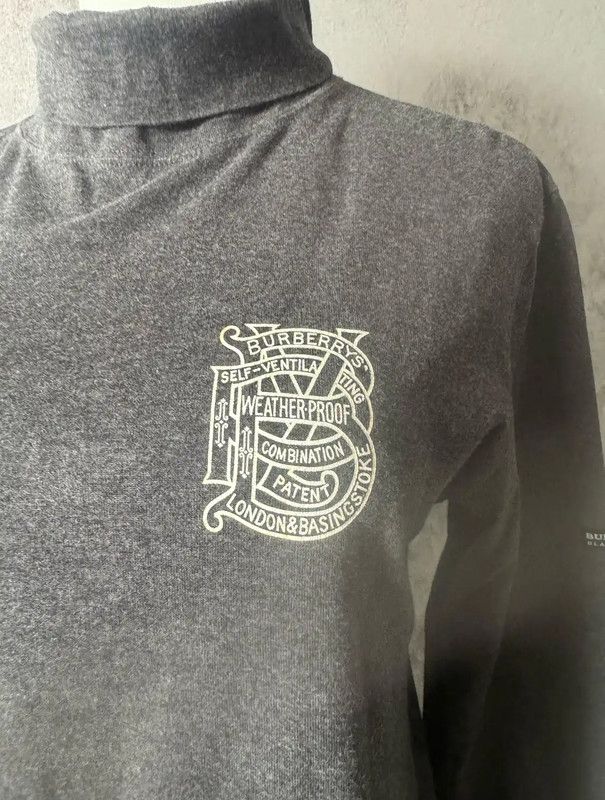 Burberry Burberry Long Sleeve Cotton T-Shirt in Dark Gray Size M / US 6-8 / IT 42-44 - 2 Thumbnail