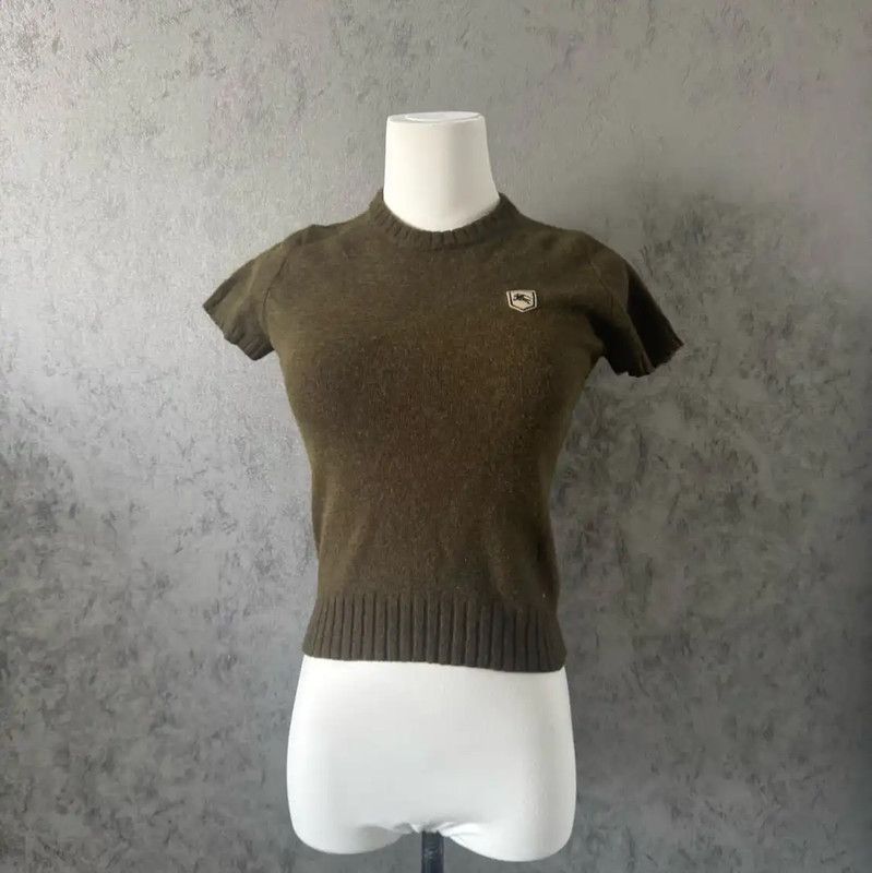Burberry Burberry Green Wool Short Sleeve Top Size M / US 6-8 / IT 42-44 - 8 Thumbnail