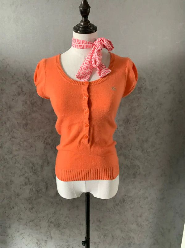 Burberry Burberry Orange Wool Blend Short Sleeve Top Size M / US 6-8 / IT 42-44 - 3 Thumbnail