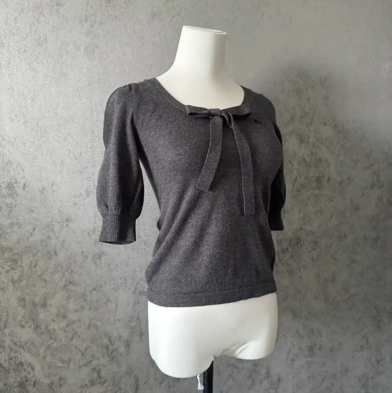 Burberry Burberry Gray Wool Short Sleeve Top Size M / US 6-8 / IT 42-44 - 6 Thumbnail