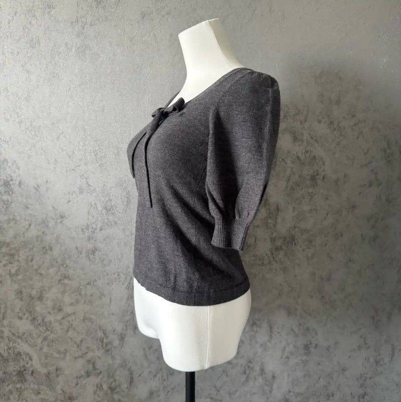 Burberry Burberry Gray Wool Short Sleeve Top Size M / US 6-8 / IT 42-44 - 4 Thumbnail