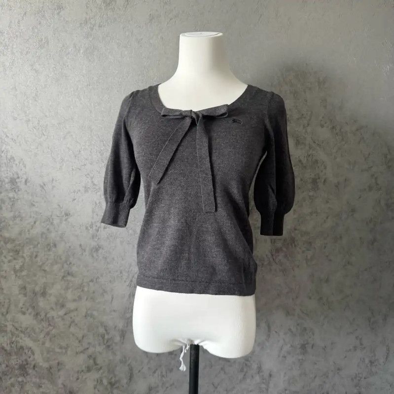 Burberry Burberry Gray Wool Short Sleeve Top Size M / US 6-8 / IT 42-44 - 2 Thumbnail