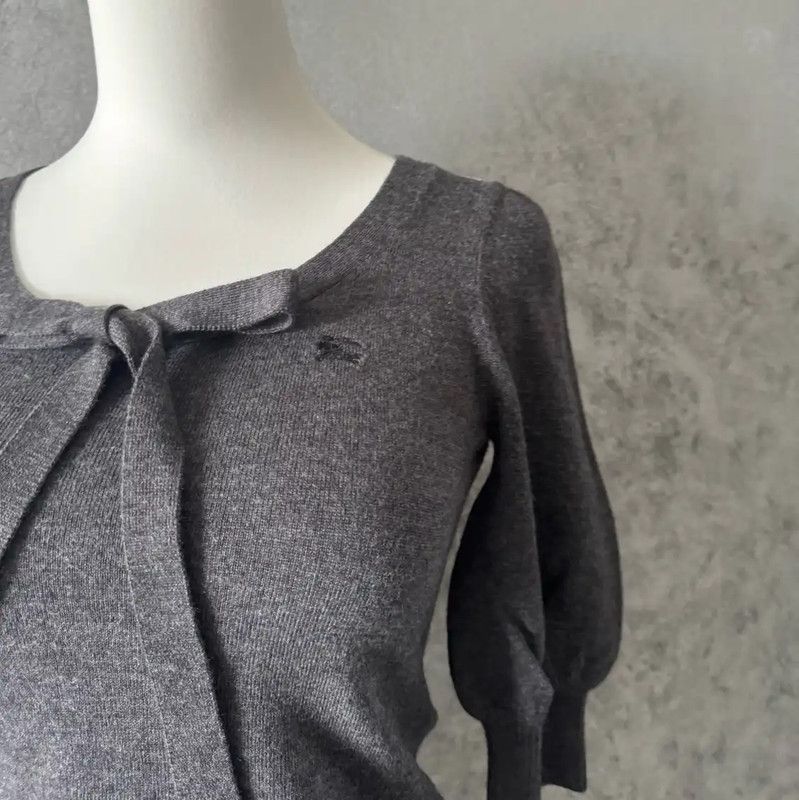 Burberry Burberry Gray Wool Short Sleeve Top Size M / US 6-8 / IT 42-44 - 3 Thumbnail