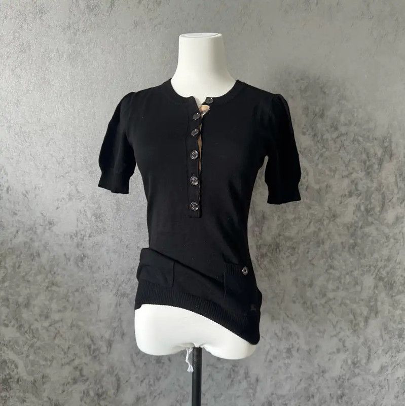 Burberry Burberry Black Wool Short Sleeve T-Shirt Size M / US 6-8 / IT 42-44 - 2 Thumbnail