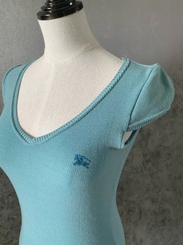 Burberry Burberry Short Sleeve Blue Wool T-Shirt Size M / US 6-8 / IT 42-44 - 2 Thumbnail
