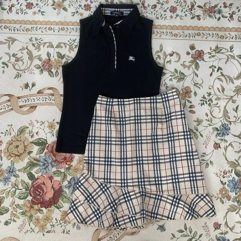 Burberry Burberry Khaki Cotton Pleated Skirt Size 23" - 2 Thumbnail