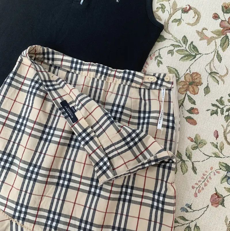 Burberry Burberry Khaki Cotton Pleated Skirt Size 23" - 3 Thumbnail