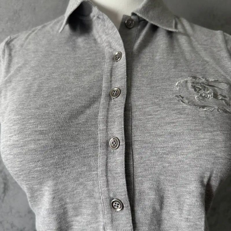 Burberry Burberry Gray Cotton Blend Polo Shirt Size S / US 4 / IT 40 - 4 Thumbnail