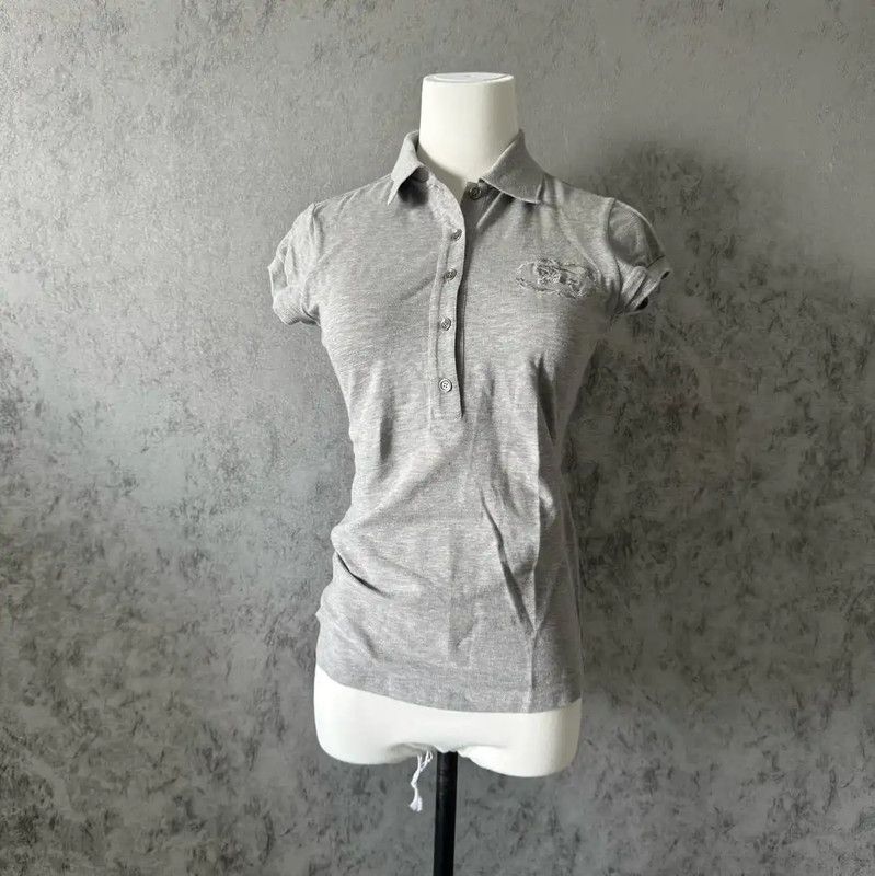 Burberry Burberry Gray Cotton Blend Polo Shirt Size S / US 4 / IT 40 - 2 Thumbnail