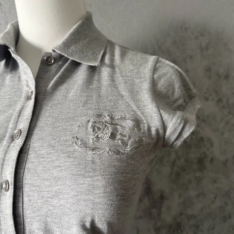 Burberry Burberry Gray Cotton Blend Polo Shirt Size S / US 4 / IT 40 - 3 Thumbnail