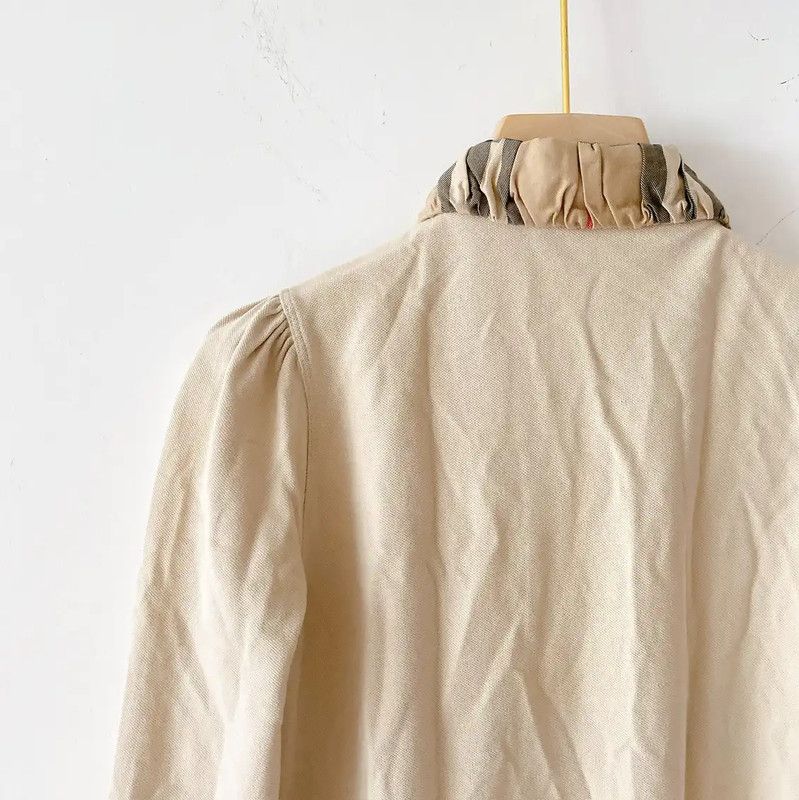 Burberry Burberry Long Sleeve Cotton T-Shirt in Khaki Size S / US 4 / IT 40 - 6 Thumbnail