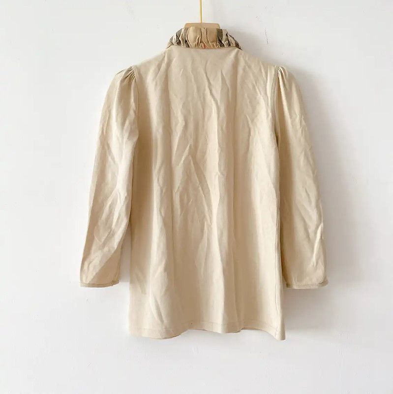 Burberry Burberry Long Sleeve Cotton T-Shirt in Khaki Size S / US 4 / IT 40 - 2 Thumbnail