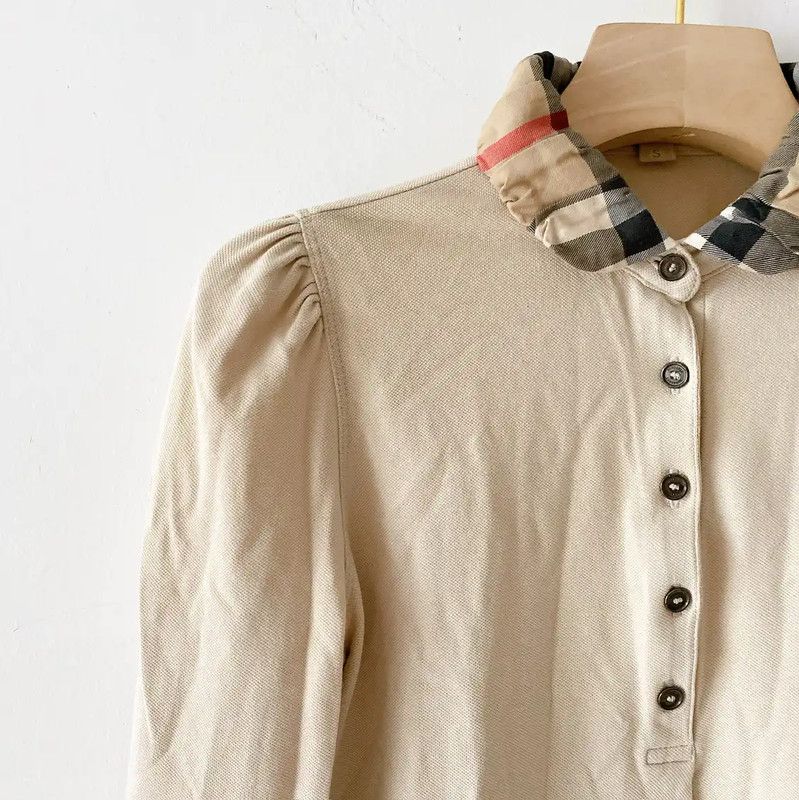Burberry Burberry Long Sleeve Cotton T-Shirt in Khaki Size S / US 4 / IT 40 - 3 Thumbnail